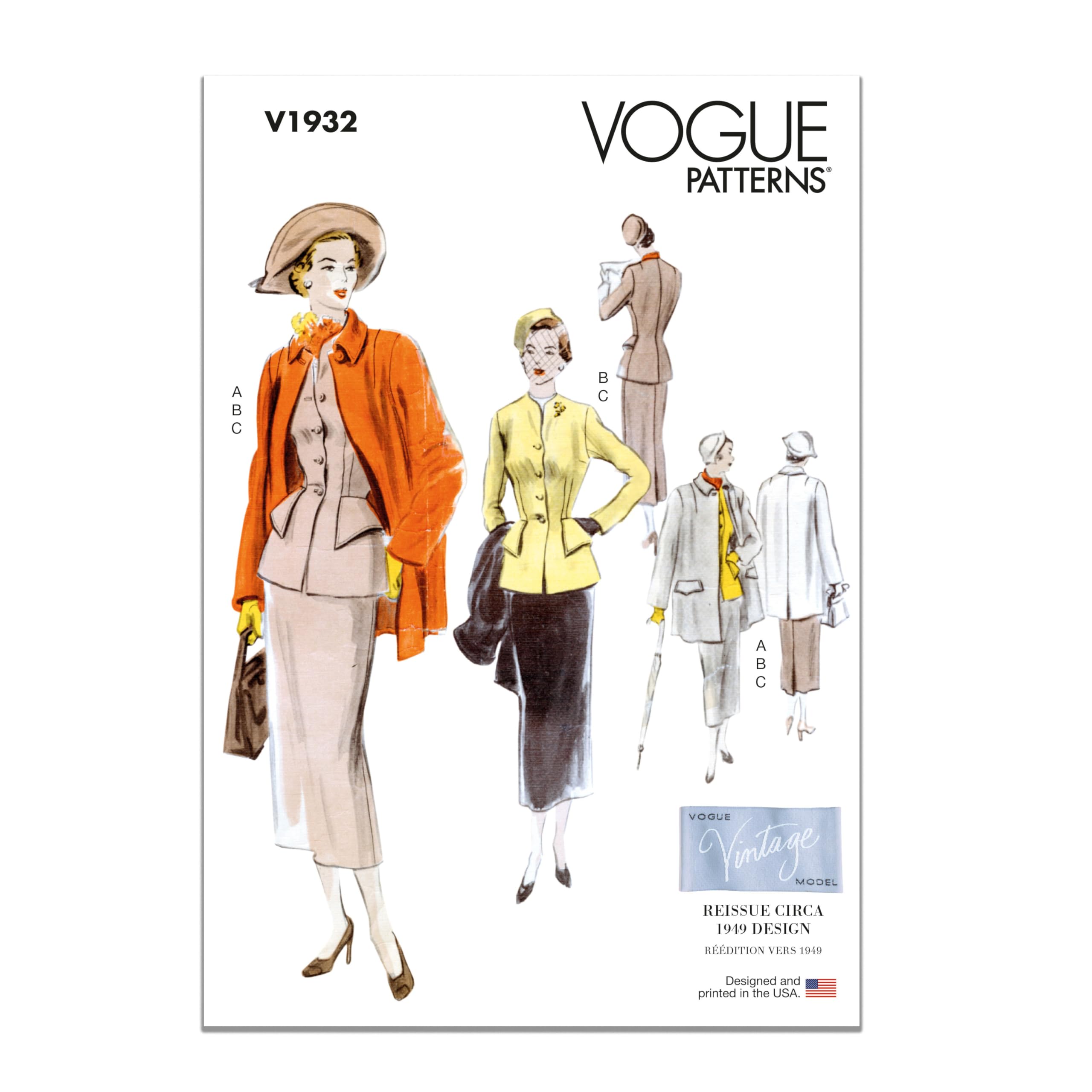 Amazon.com: Vogue Misses' Vintage Suit and Coat Sewing Pattern Kit